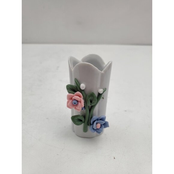 Vintage Italian Vase Roses Pottery Porcelain European Art Mid Century Italy Hand - Picture 2 of 9